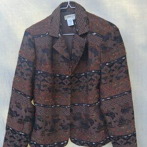 Coldwater Creek Womens Blazer Jacket Petite Medium PM Tapestry Art Boho Goth